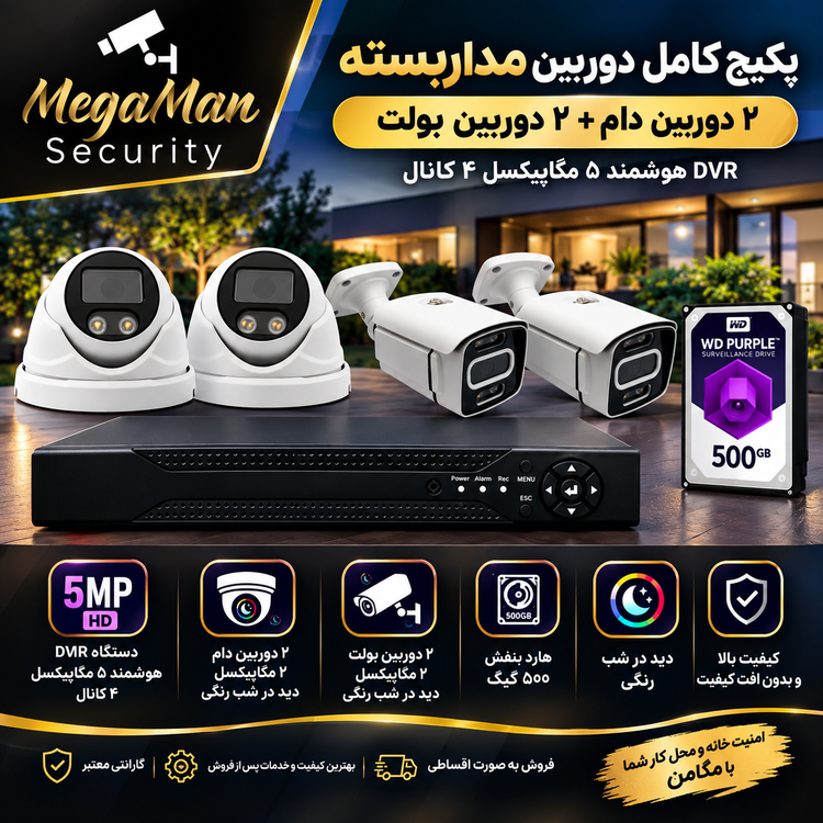 پک دوربین مداربسته 4 تایی مدل MEG_AH_d4215